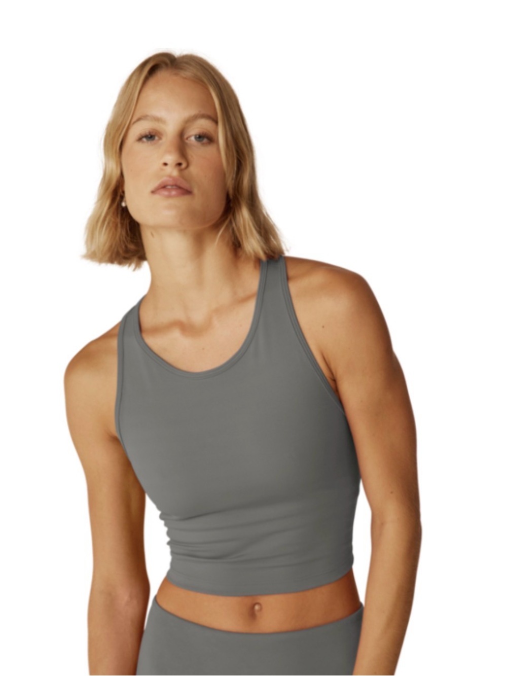 Beyond Yoga Powerbeyond Strive Cropped Tank Iron Gray size Medium